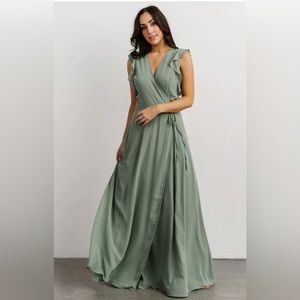 Baltic Born Saya Wrap Maxi Dress - Dusty Sage Bridesmaid Dress (Like New!)